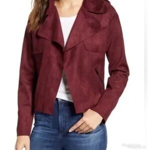 Kut From the Kloth red burgundy faux suede open drop jacket large